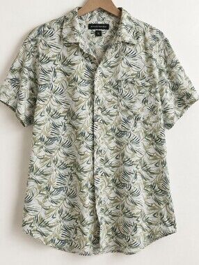 Marc Anthony Men’s XL Tropical Leaf Print Stretch Slim Fit Button Down Shirt